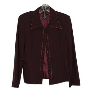 Prune Purple Whipstitch Lined Blazer Jacket Sz 8